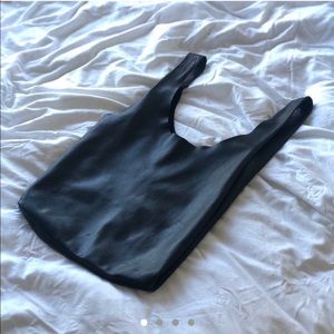black leather baggu tote bag